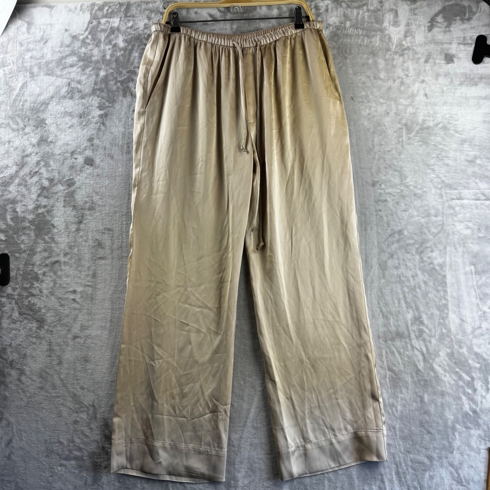 Zara Wide Leg Pants Women L Gold Satin Drawstring Waist 7999/611 (
1923)